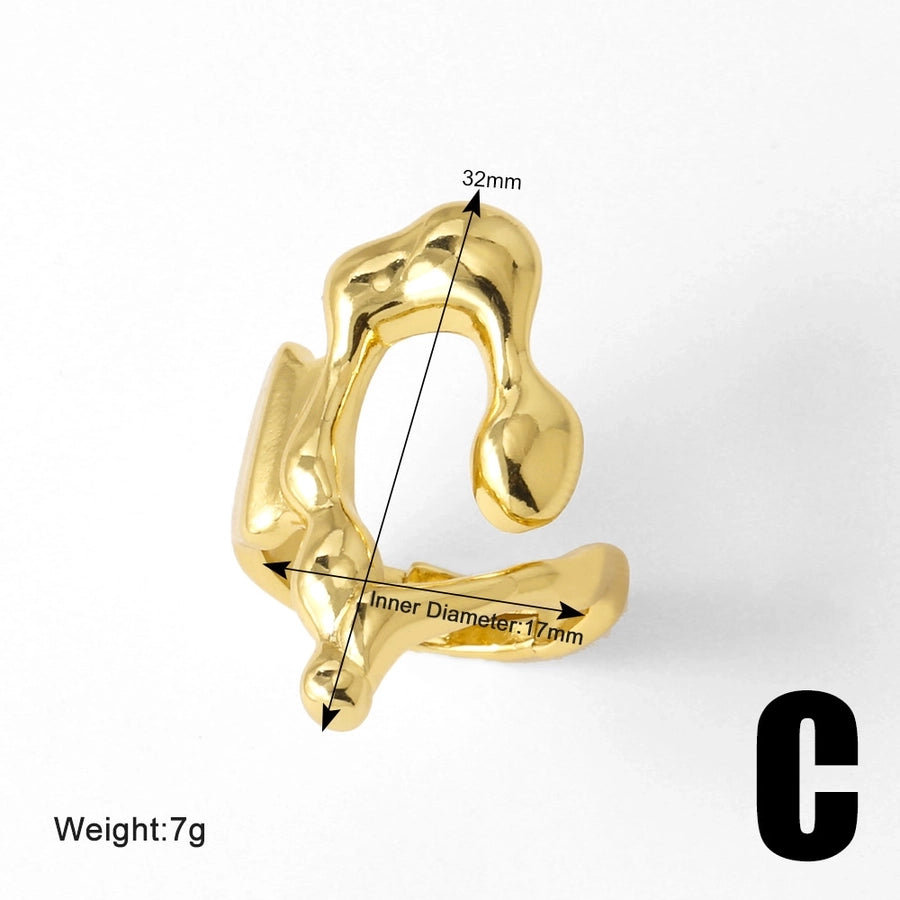 Copper 18K Gold Plated Plating Irregular Open Rings