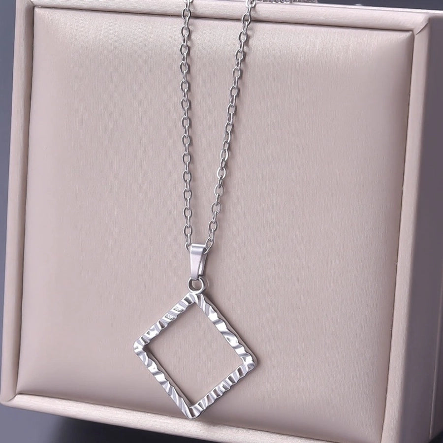 Jewelry Basic Simple Style Classic Style Square 304 Stainless Steel 18K Gold Plated Plating Pendant Necklace