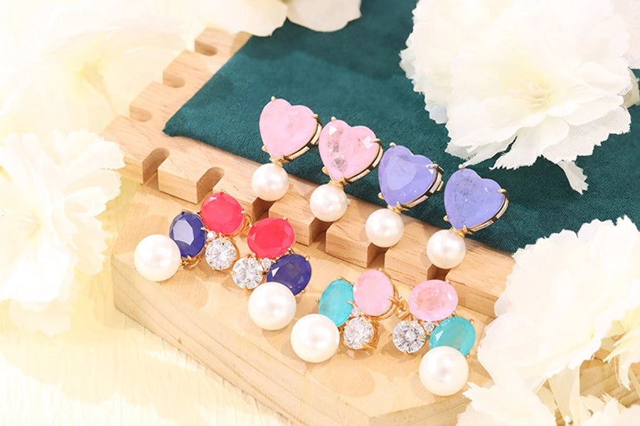 1 Pair Elegant Simple Style Heart Shape Plating Copper Drop Earrings