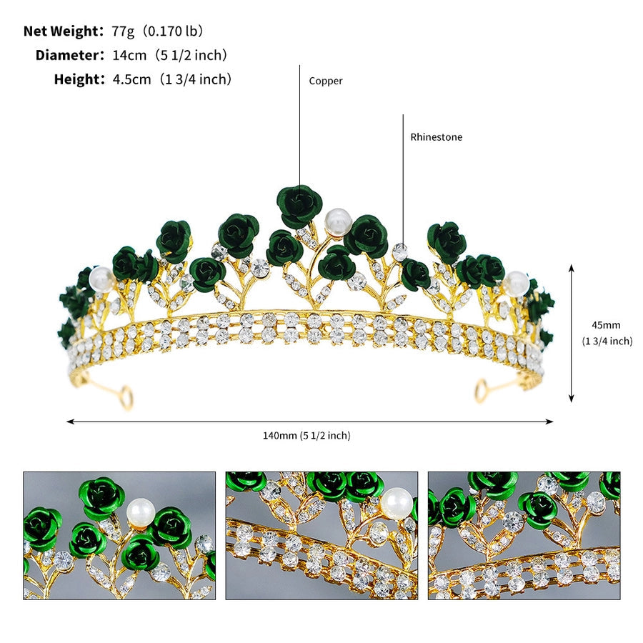new wedding jewelry baroque red rose diamond crown
