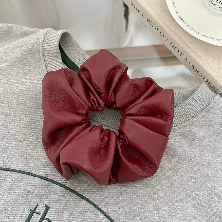Autumn and Winter Anka ~ High-Grade Leather Large Intestine Hair Band Female Korean Style Low Ponytail Rubber Band Bun Hair Rope Hair Accessories