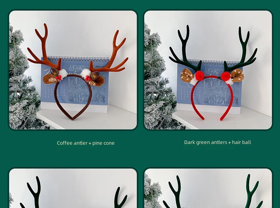Internet Celebrity  Christmas Girl Heart Christmas Hair Band Cute Elk Horn Hair Accessories Pressure Hair Band