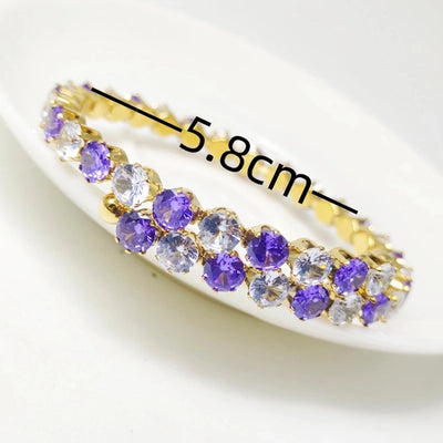 Elegant Solid Color 304 Stainless Steel 18K Gold Plated Zircon Bangle In Bulk