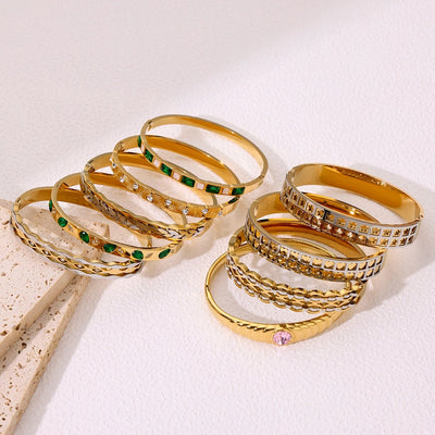 Elegant Geometric Square Leaves Titanium Steel Bangle In Bulk