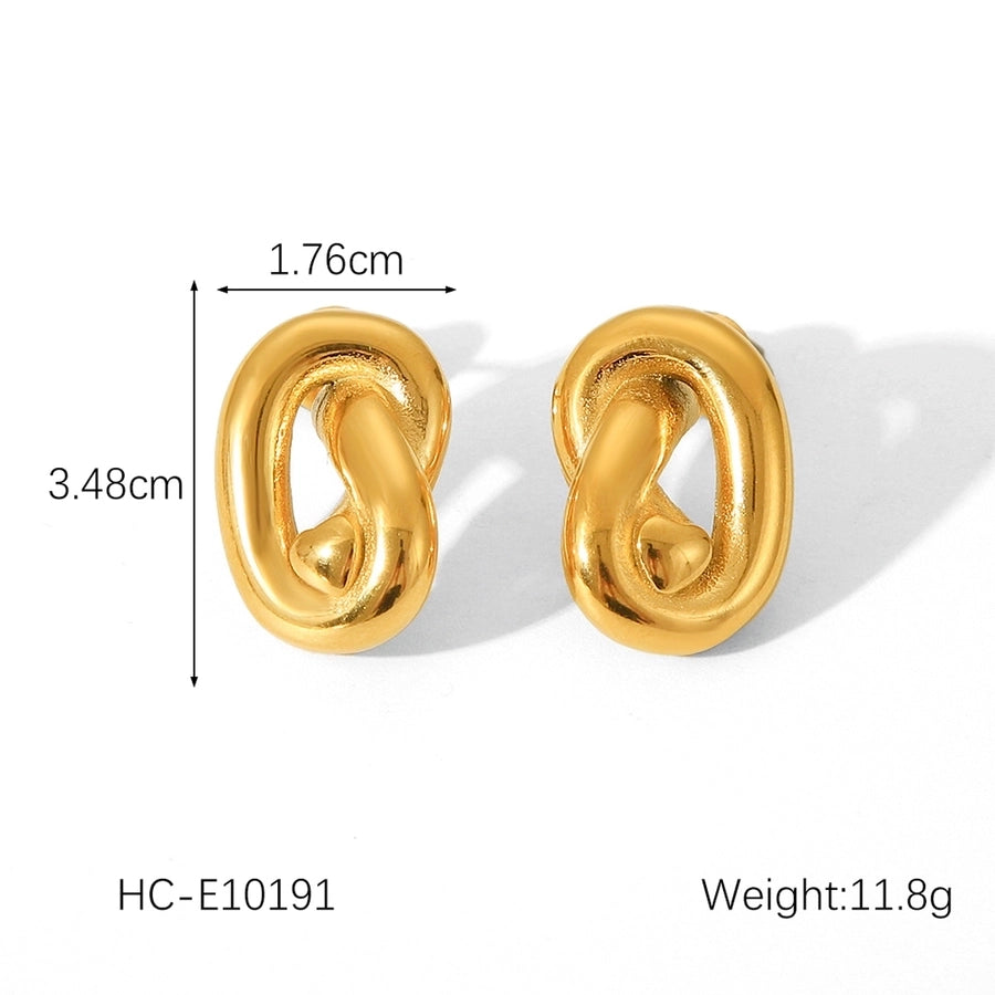 1 Pair IG Style French Style Heart Shape Bow Knot Thread 304 Stainless Steel Titanium Steel 18K Gold Plated Ear Studs