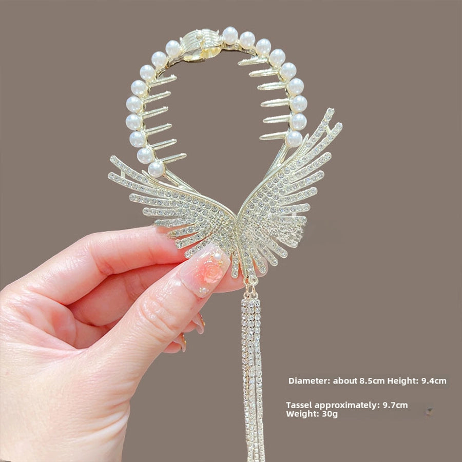 Children's ball head fixed artifact Pearl Rhinestone grip clip does not hurt the hair back of the head ponytail buckle girl hairpin headdress