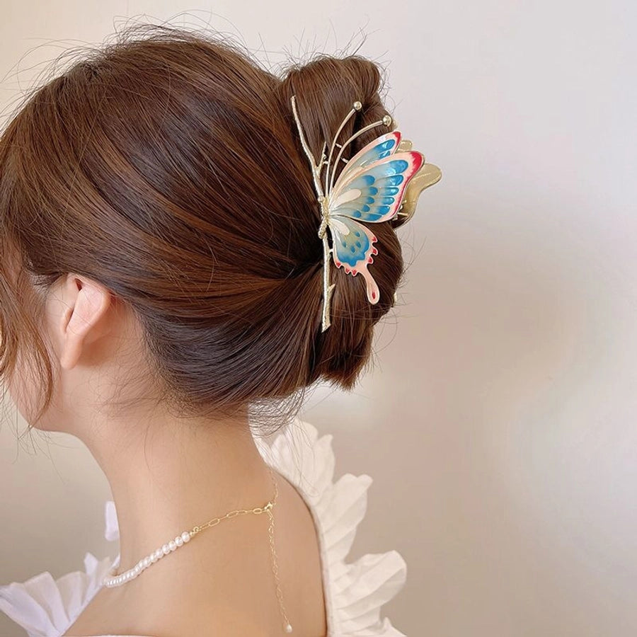 elegant sweet butterfly metal plating hair claws