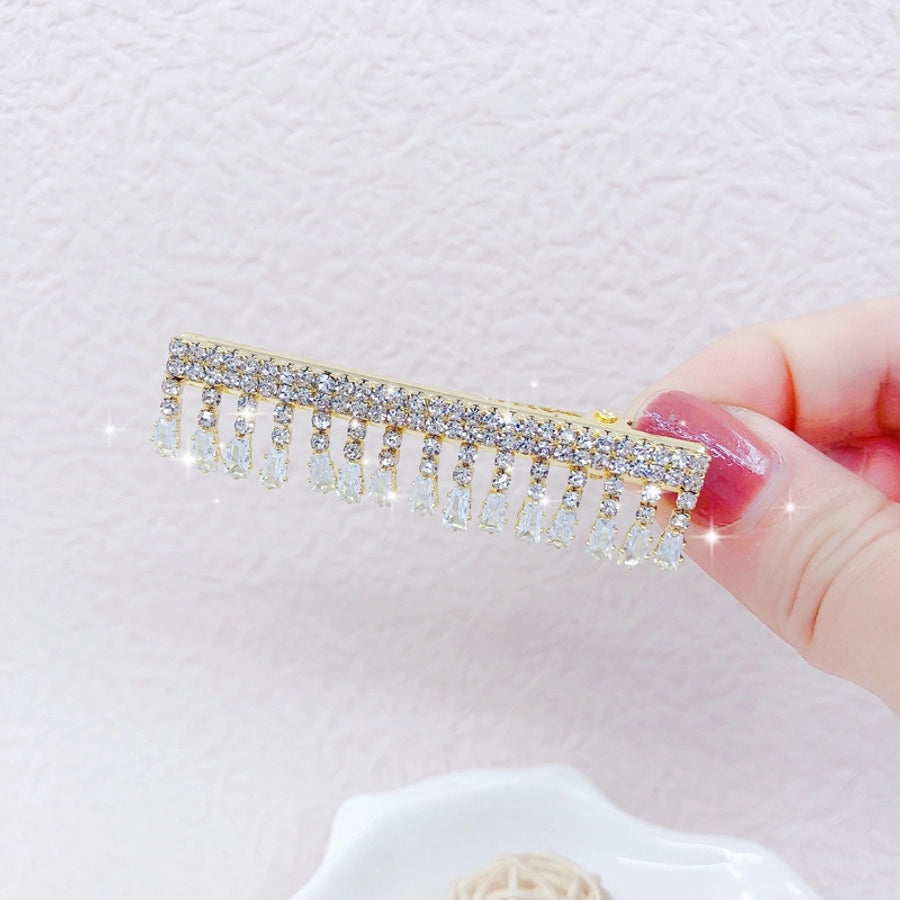 fashion geometric metal inlay rhinestones hair clip 1 piece