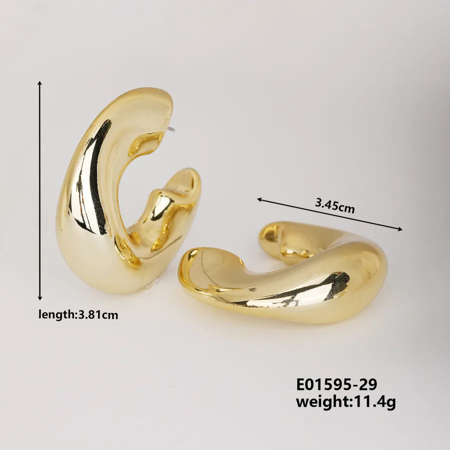 1 Pair Basic Classic Style Geometric Star Heart Shape Irregular CCB K Gold Plated Stud Earrings