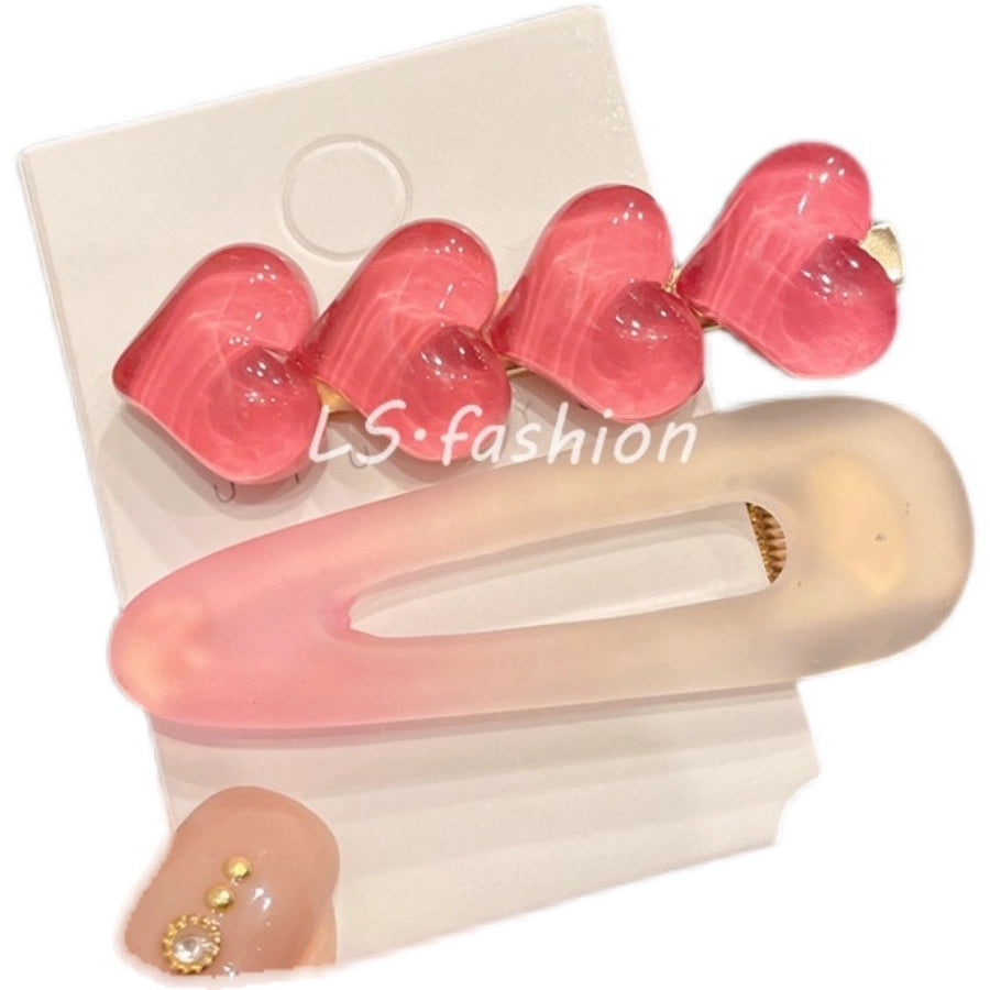 Women's Cute Heart Shape Arylic Alloy Hair Clip