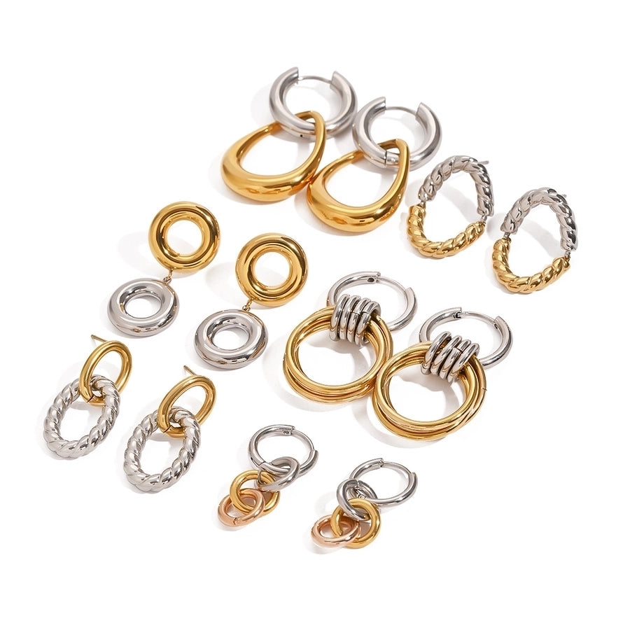 1 Pair Vintage Style Classic Style Geometric Mixed Metal Plating 304 Stainless Steel Drop Earrings