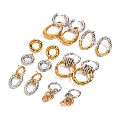 1 Pair Vintage Style Classic Style Geometric Mixed Metal Plating 304 Stainless Steel Drop Earrings