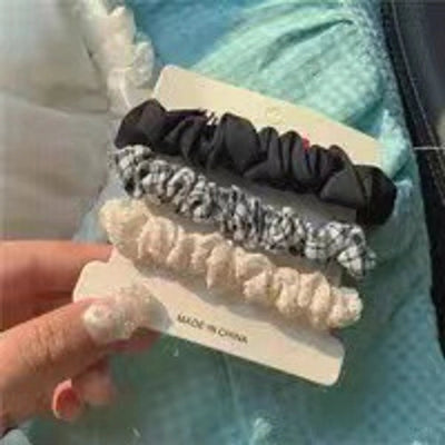 fashion flower cloth pleated hair tie 3 pieces