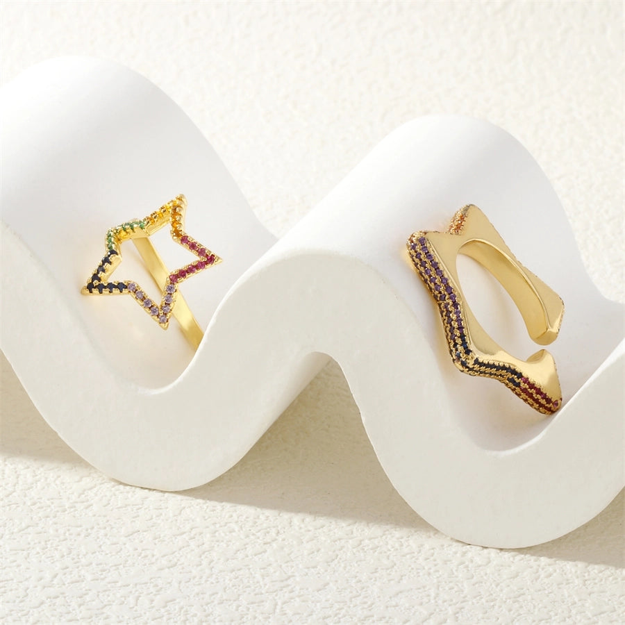 Jewelry Vintage Style Classic Style Pentagram Copper Zircon Open Rings