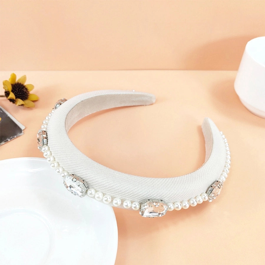 sweet solid color cloth plating inlay rhinestones hair band