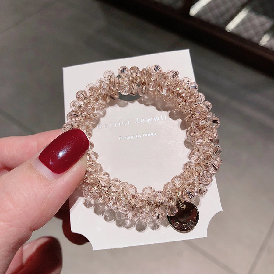 Women's Simple Style Solid Color Artificial Crystal Inlay Zircon Hair Tie