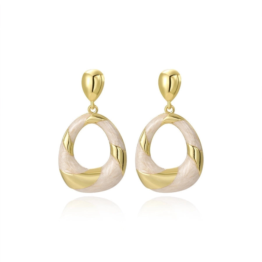 1 Pair Modern Style Simple Style Classic Style Geometric Oval Epoxy Plating Copper 18K Gold Plated Drop Earrings