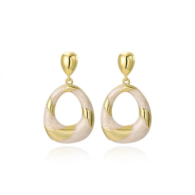 1 Pair Modern Style Simple Style Classic Style Geometric Oval Epoxy Plating Copper 18K Gold Plated Drop Earrings