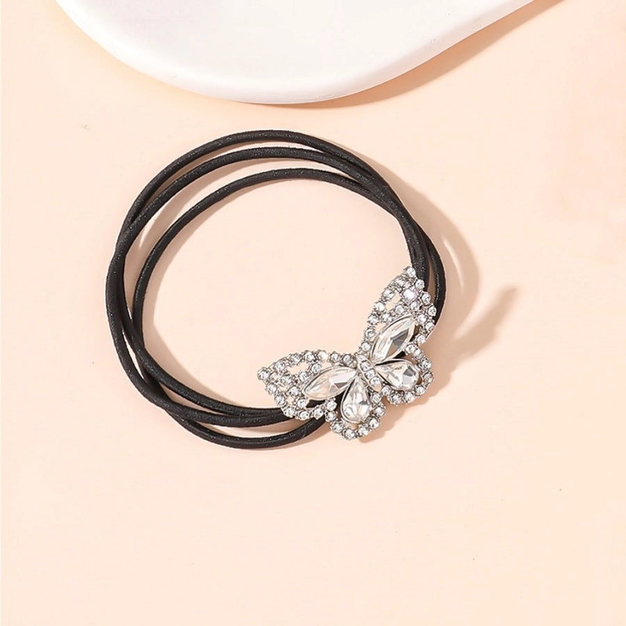 women's simple style butterfly bow knot alloy inlay rhinestones pearl hair tie