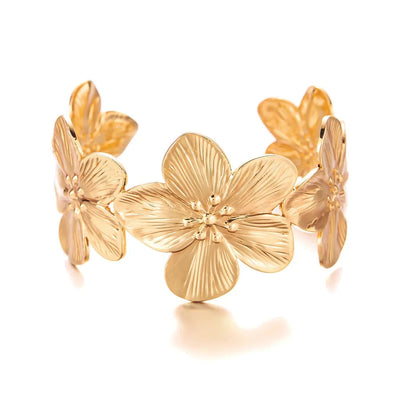 Vintage Style Simple Style Flower Butterfly 304 Stainless Steel Bangle In Bulk