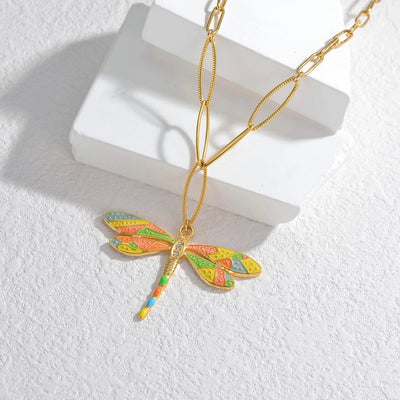 Jewelry Casual Sweet Flower Butterfly 304 Stainless Steel Artificial Pearls Beaded Enamel Inlay Pendant Necklace