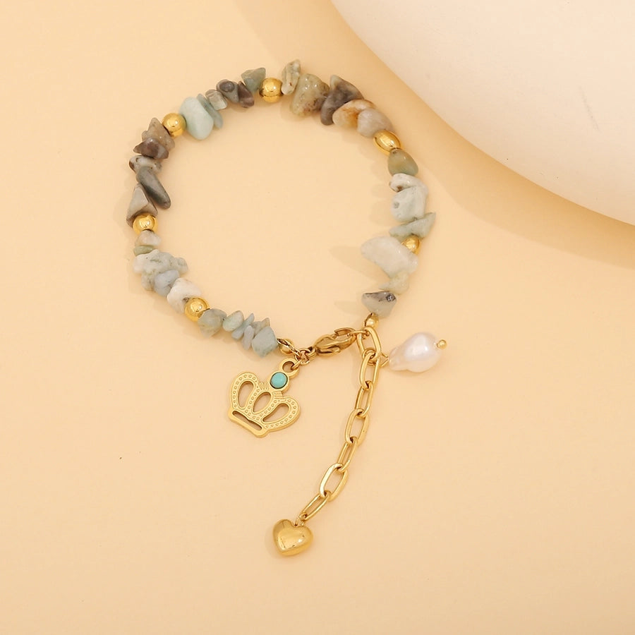 Elegant Commute Heart Shape Eye 18K Gold Plated 304 Stainless Steel Stone  Bracelets