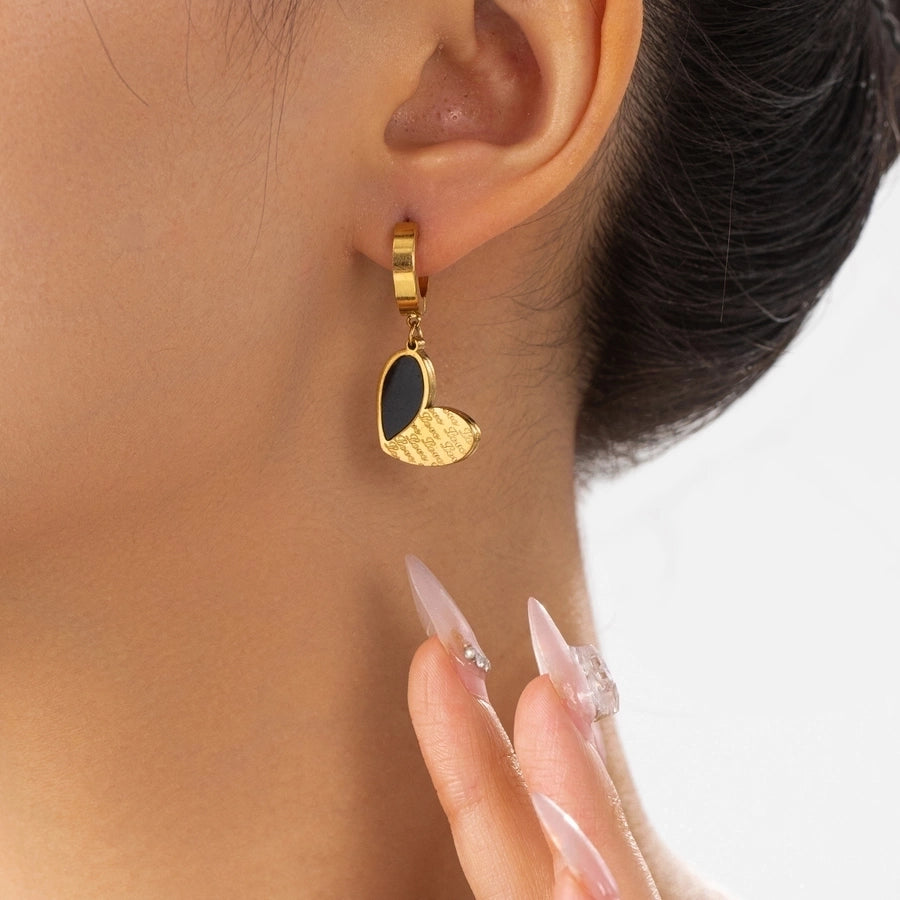 1 Pair Vintage Style Simple Style Classic Style Heart Shape 201 Stainless Steel Earrings