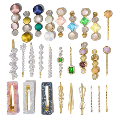 Hair Accessories Acetic Acid Side Clip Marble Effect Hairpin Pearl Candy Color Fashion Hairpin Combination Set