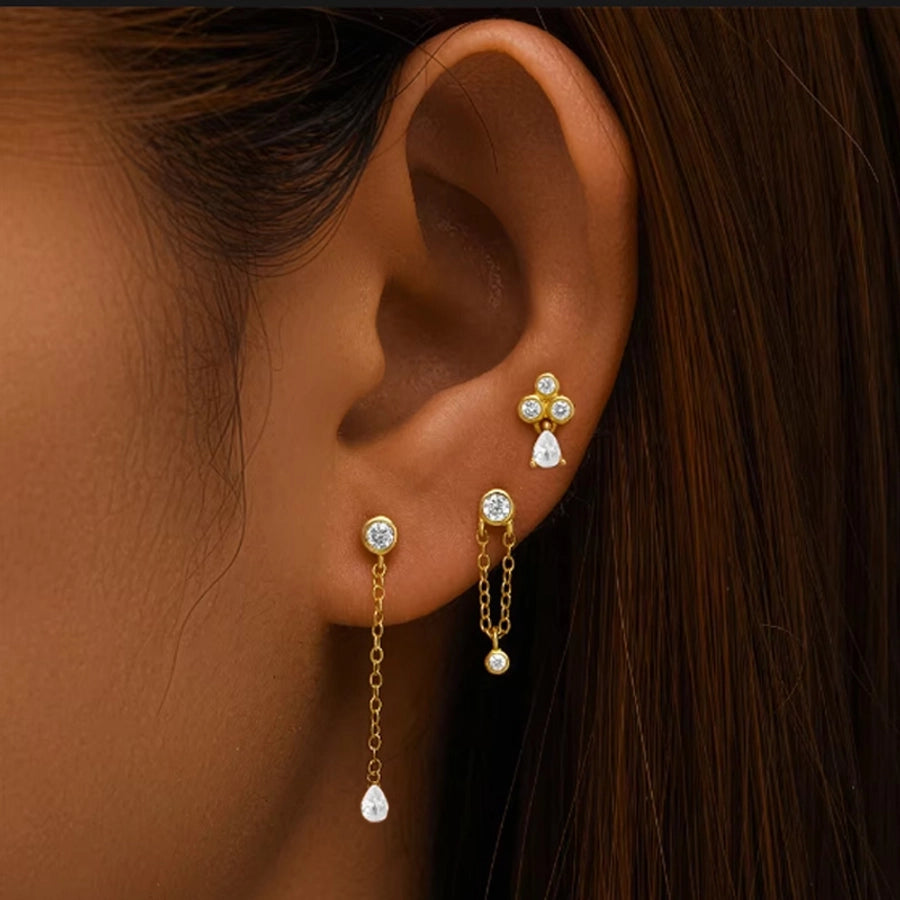 1 Piece Lip Rings Luxurious Classic Style Shiny Round Water Droplets Pure Titanium Titanium Alloy Zircon 14K Gold Plated White Gold Plated Lip Rings Ear Cartilage Rings & Studs