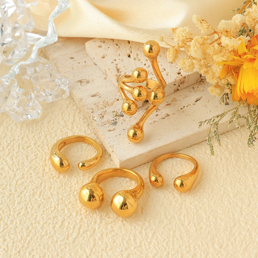 Jewelry Modern Style Simple Style Commute Geometric 304 Stainless Steel 14K Gold Plated Plating Open Rings