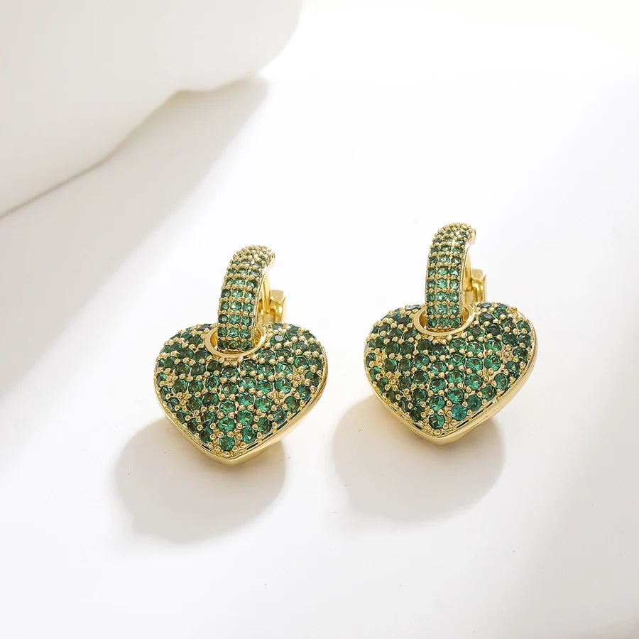 1 Pair Simple Style Heart Shape Copper Earrings