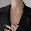 Jewelry Elegant Simple Style V Shape Titanium Steel 18K Gold Plated Bracelets Earrings Necklace