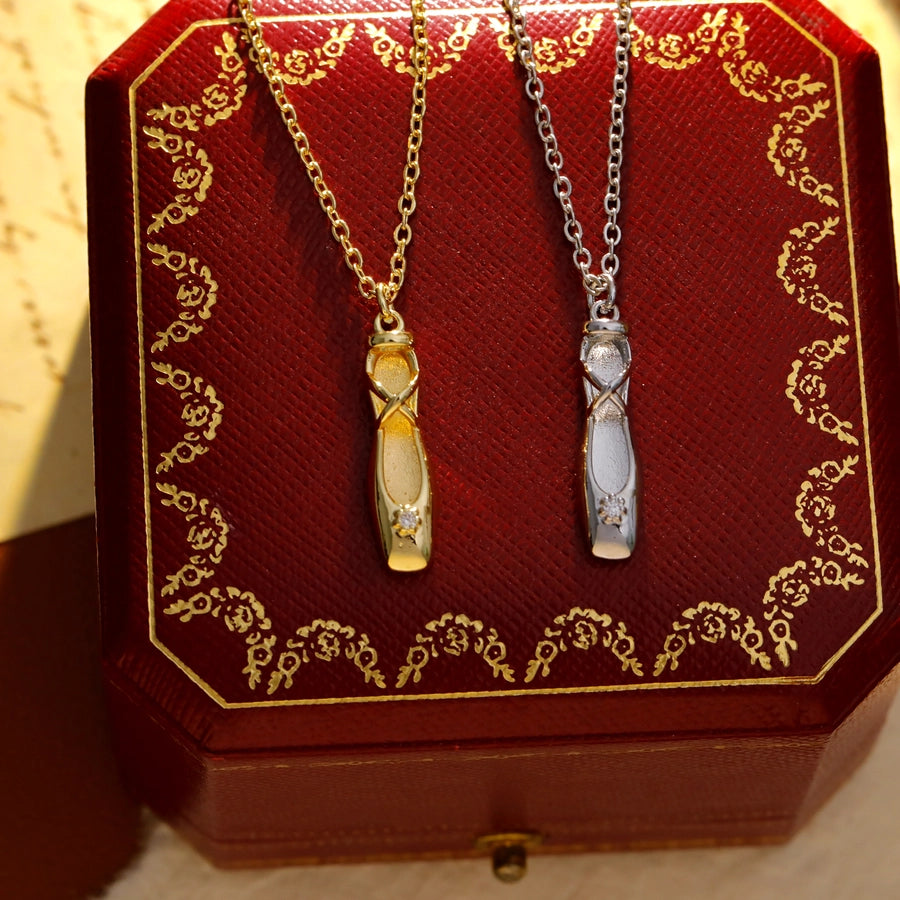 Jewelry Cute Pastoral Ballet shoes Copper Zircon 14K Gold Plated White Gold Plated Pendant Necklace
