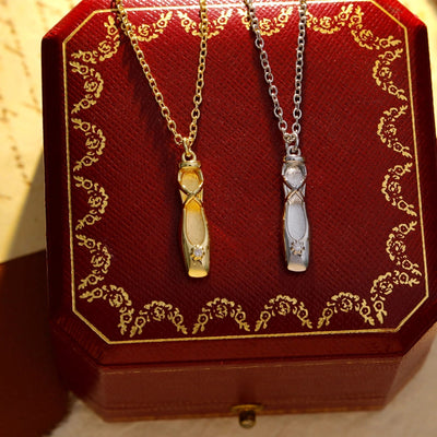 Jewelry Cute Pastoral Ballet shoes Copper Zircon 14K Gold Plated White Gold Plated Pendant Necklace