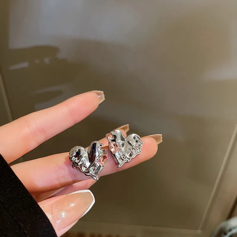 retro c shape solid color metal plating women's earrings 1 pair