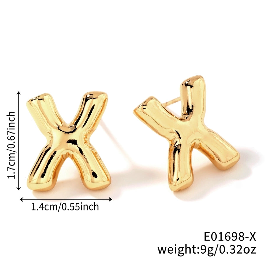 1 Pair Sweet Simple Style Shiny Letter Plating Copper K Gold Plated Ear Studs