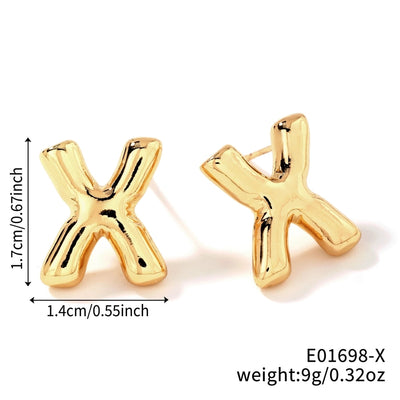 1 Pair Sweet Simple Style Shiny Letter Plating Copper K Gold Plated Ear Studs