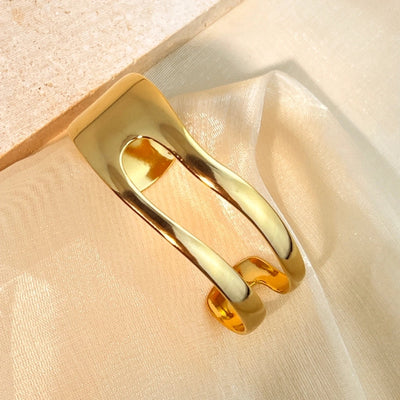 Elegant Solid Color 304 Stainless Steel 18K Gold Plated Bangle In Bulk