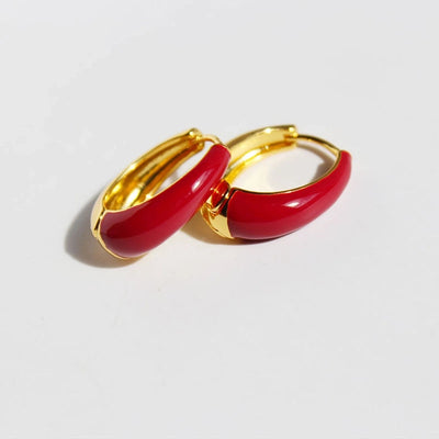 1 Pair Simple Style Circle Enamel Brass 24K Gold Plated Earrings