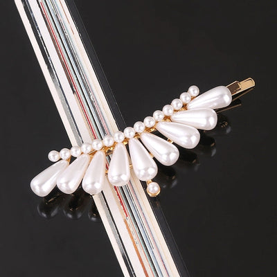 simple style geometric bow knot imitation pearl alloy plastic hair clip 1 piece