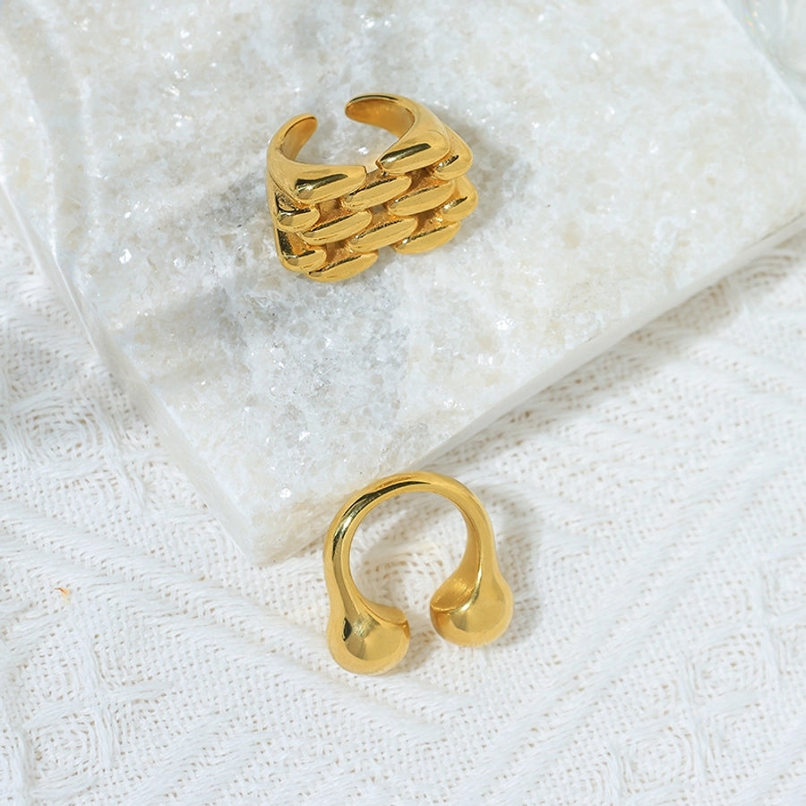 Jewelry Fashion Modern Style Classic Style Solid Color 304 Stainless Steel 14K Gold Plated Plating Open Rings