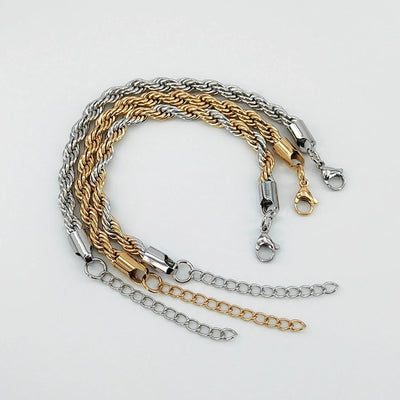Elegant Classical Classic Style Twist 201 Stainless Steel Gold Plated Bracelets In Bulk