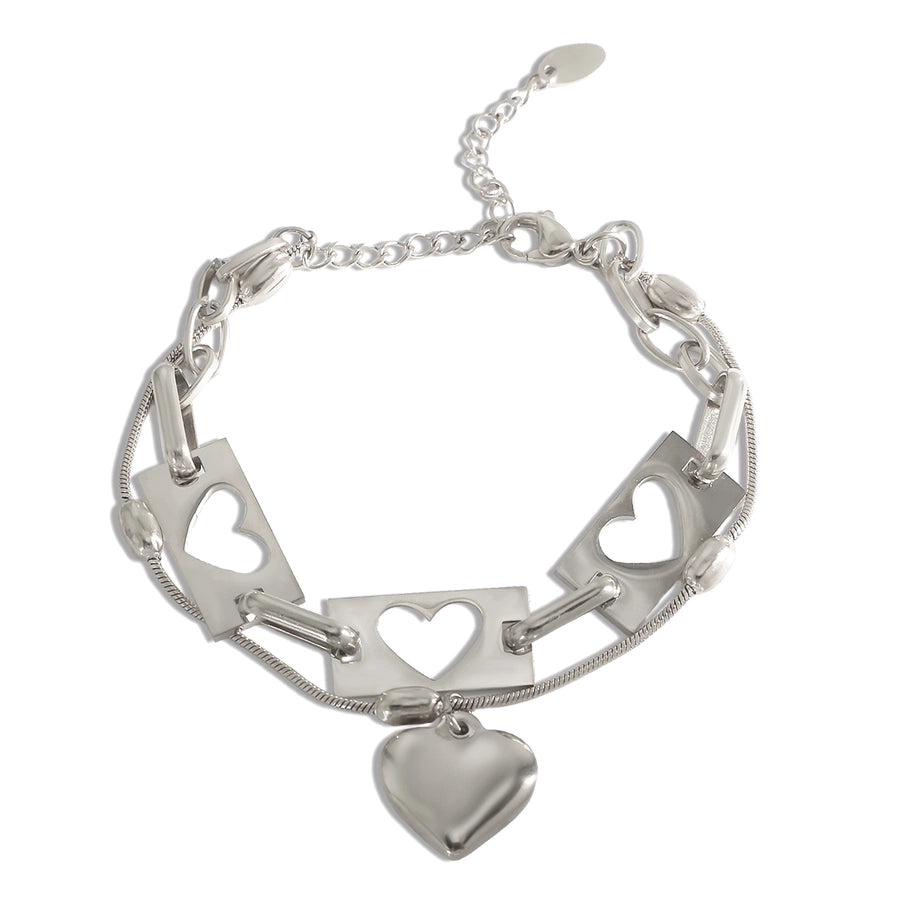 Jewelry IG Style Simple Style Commute Heart Shape 304 Stainless Steel Hollow Out Bracelets Necklace