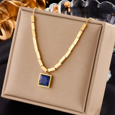 Jewelry Lady Geometric Titanium Steel Zircon Plating Necklace