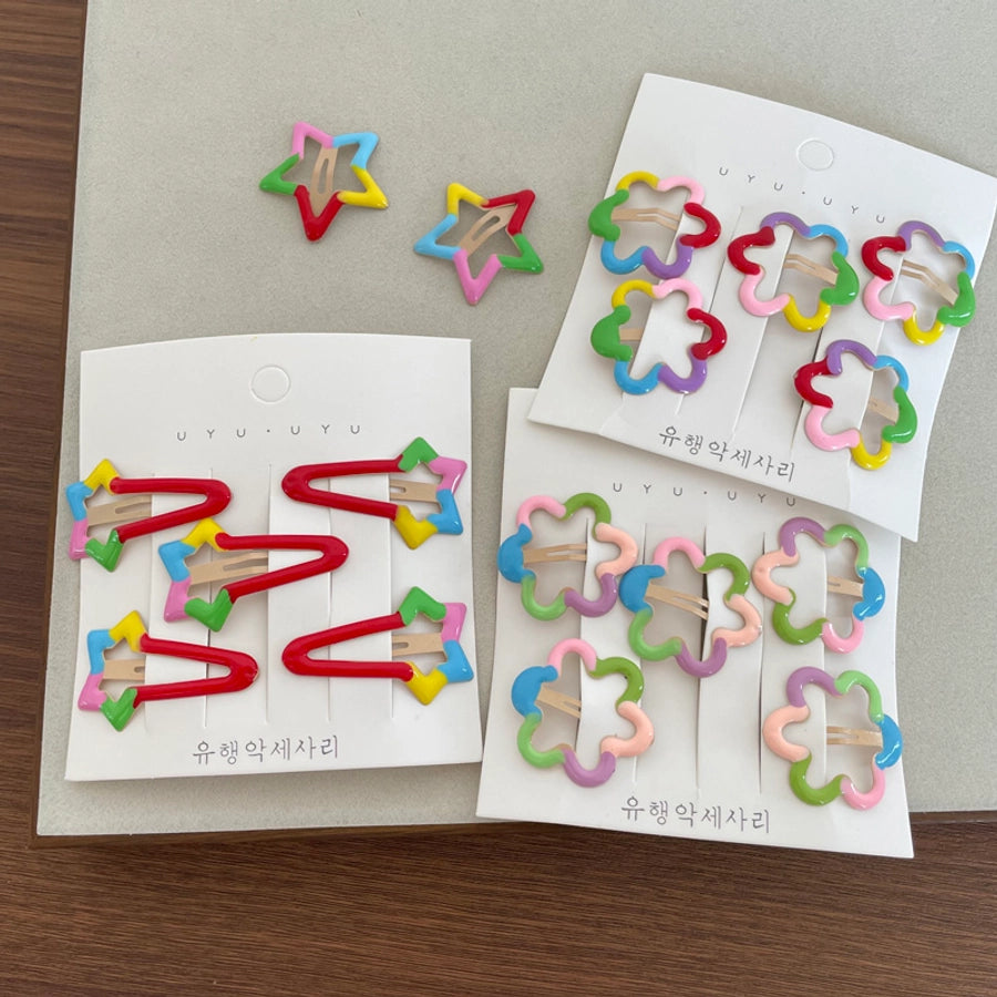 Girl'S Casual Cute Sweet Star Flower Metal Star Flowers Hair Clip