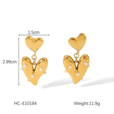 1 Pair IG Style Geometric Solid Color Plating 304 Stainless Steel 18K Gold Plated Drop Earrings Ear Studs