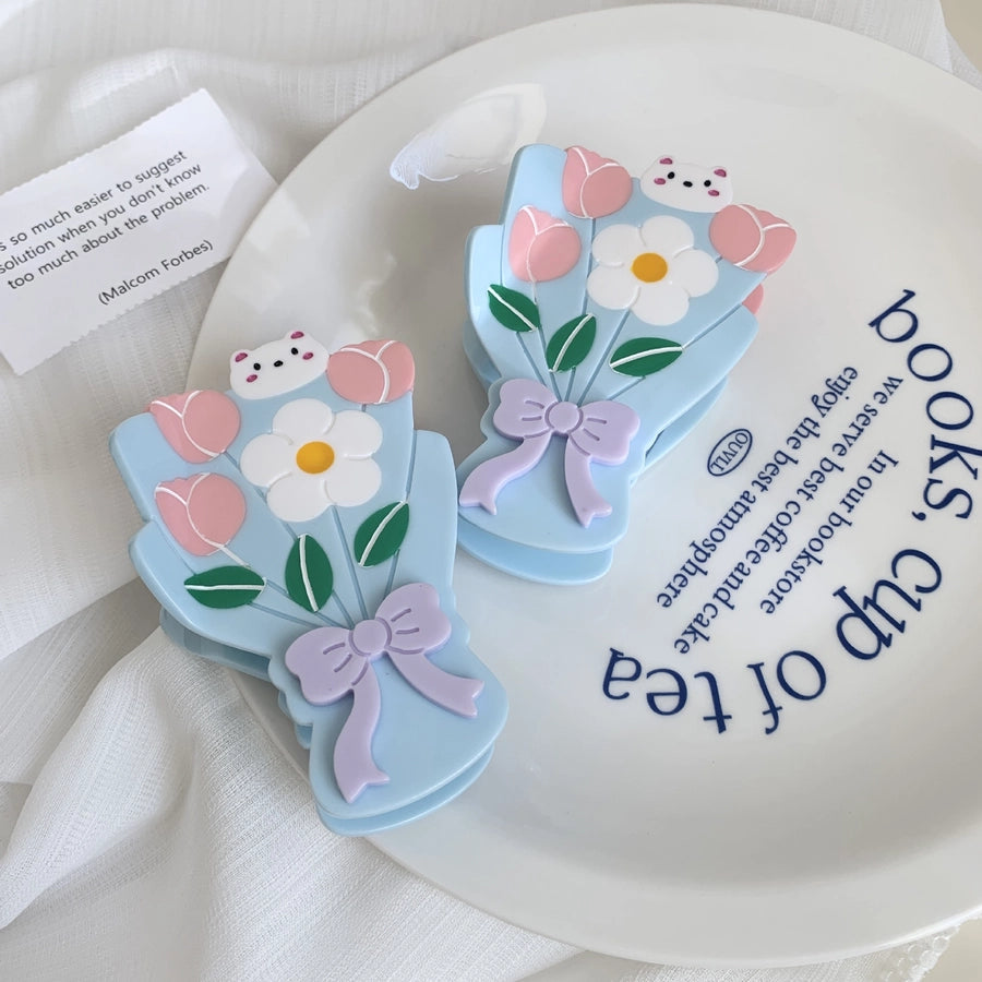 Women's Casual Elegant Streetwear Floral Acetic acid sheets Hair Claws