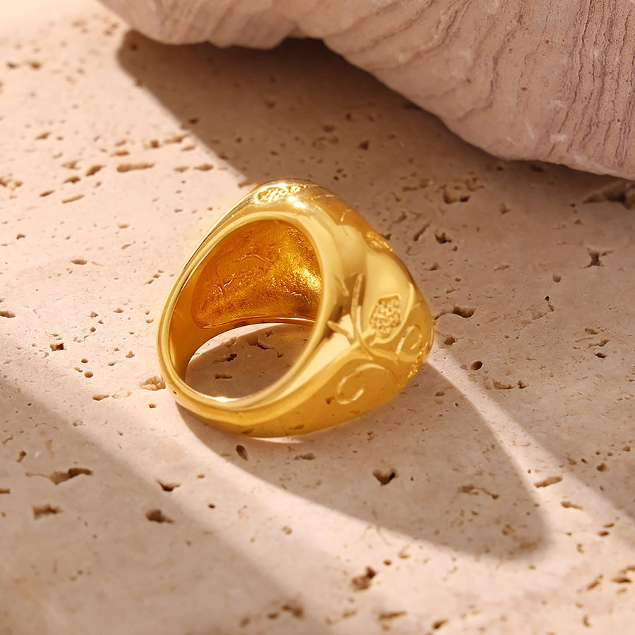 Jewelry Casual Elegant Modern Style Solid Color 304 Stainless Steel 18K Gold Plated Plating Rings