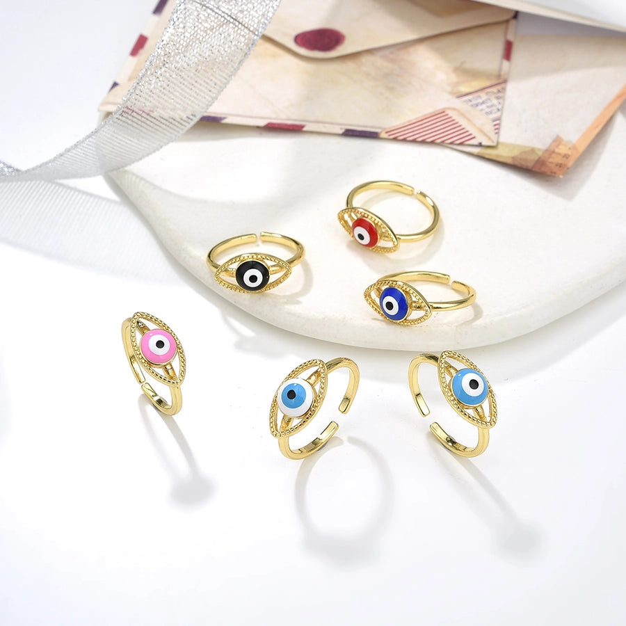 Copper Plating 18K Color Retention Drip Oval Eye Opening Ring