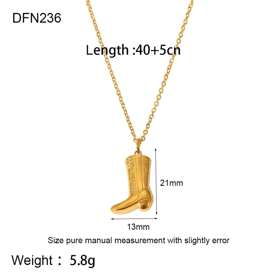 Jewelry IG Style French Style Boots 304 Stainless Steel 18K Gold Plated Plating Earrings Necklace